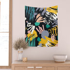 Space Odyssey, Abstract Voyage Journey Travel, Shapes Doodles Drawing Eclectic , Contemporary Planets Rocket Bohemian Wall Tapestry Gallery Image 2