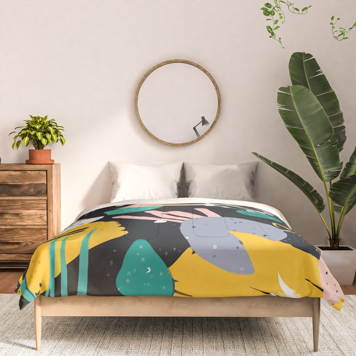 Space Odyssey, Abstract Voyage Journey Travel, Shapes Doodles Drawing Eclectic , Contemporary Planets Rocket Bohemian Comforter Gallery Image 3