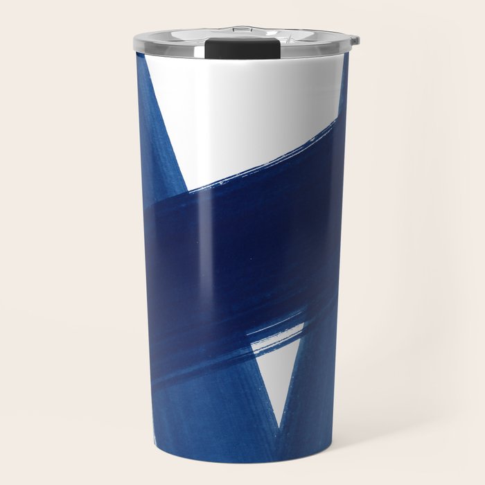 Indigo Abstract Brush Strokes | No. 4 Travel Mug Gallery Image 1