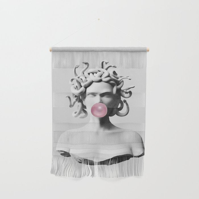 Medusa blowing pink bubblegum bubble II Wall Hanging Gallery Image 1