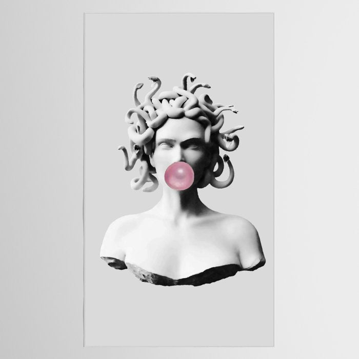 Medusa blowing pink bubblegum bubble II Tablecloth Gallery Image 2