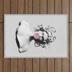 Medusa blowing pink bubblegum bubble II Outdoor Rug Gallery Image 1