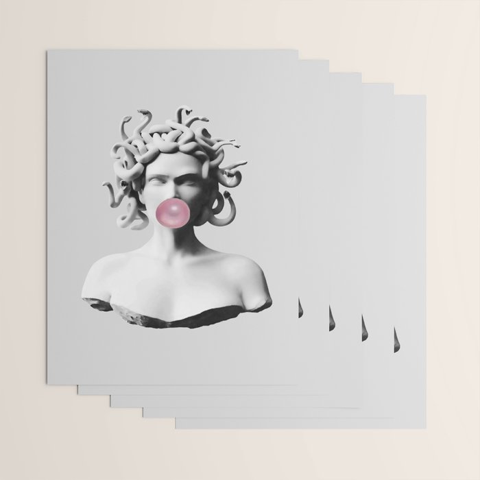 Medusa blowing pink bubblegum bubble II Wrapping Paper Gallery Image 3