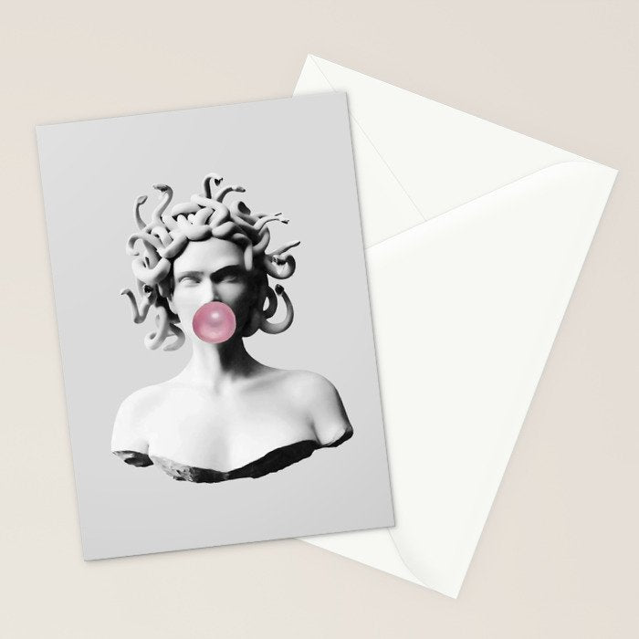 Medusa blowing pink bubblegum bubble II Stationery Card Gallery Image 2