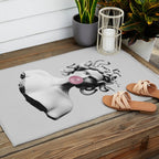 Medusa blowing pink bubblegum bubble II Outdoor Rug Gallery Image 2