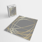 Gold and Gray Circles and Swirls Striped Abstract Pattern Jigsaw Puzzle Gallery Image 2