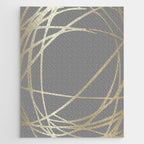 Gold and Gray Circles and Swirls Striped Abstract Pattern Jigsaw Puzzle Gallery Image 1