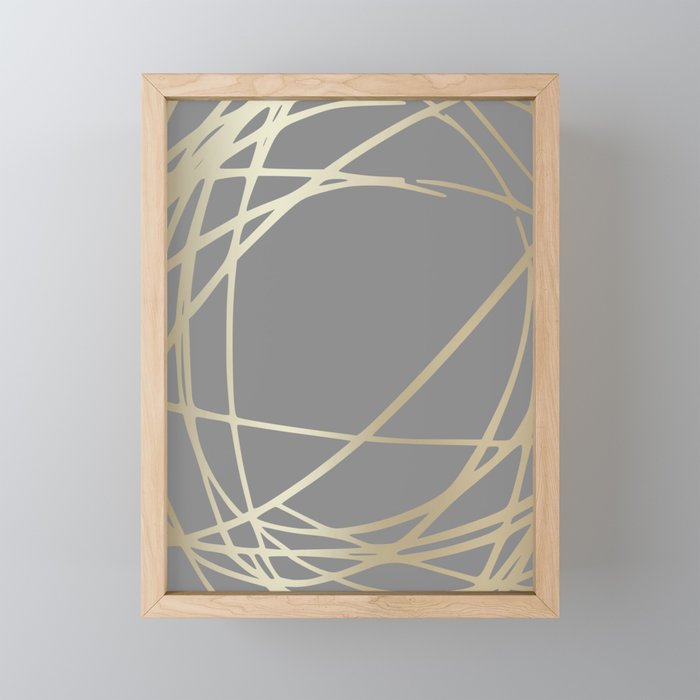 Gold and Gray Circles and Swirls Striped Abstract Pattern Mini Art Print Gallery Image 1