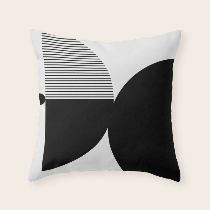 Two Forms - Black and White Abstract Throw Pillow Gallery Image 1
