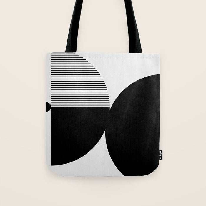 Two Forms - Black and White Abstract Tote Bag Gallery Image 1