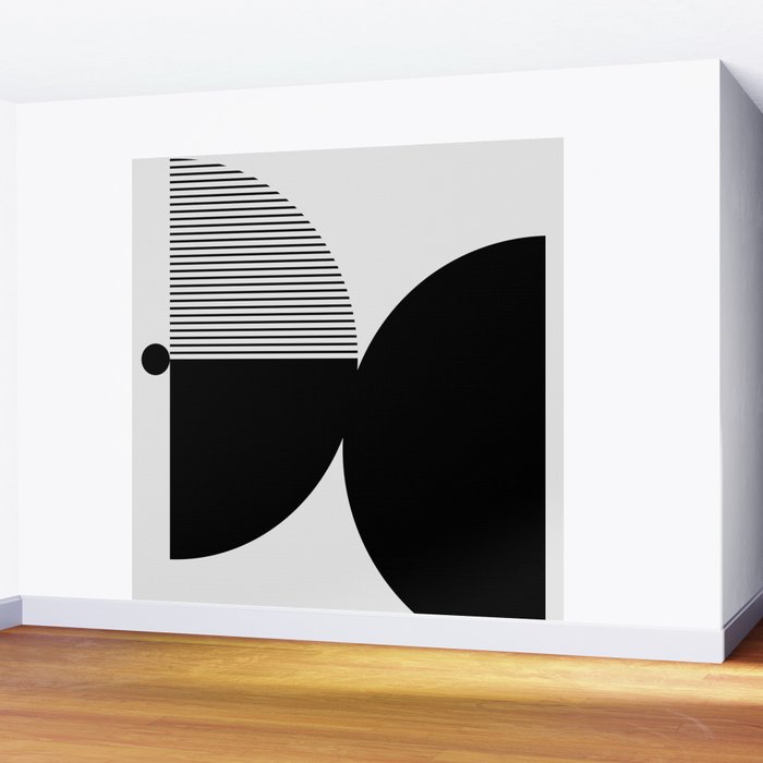 Two Forms - Black and White Abstract Wall Mural Gallery Image 2