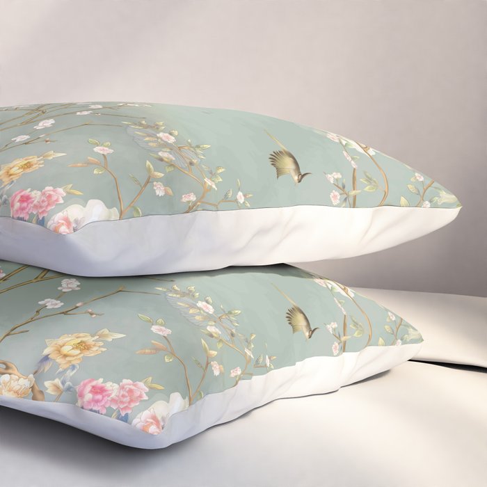 Romantic Chinoiserie Pearl Garden Pillow Sham Gallery Image 3
