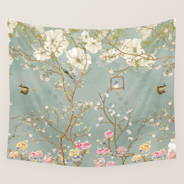 Romantic Chinoiserie Pearl Garden Wall Tapestry Gallery Image 4