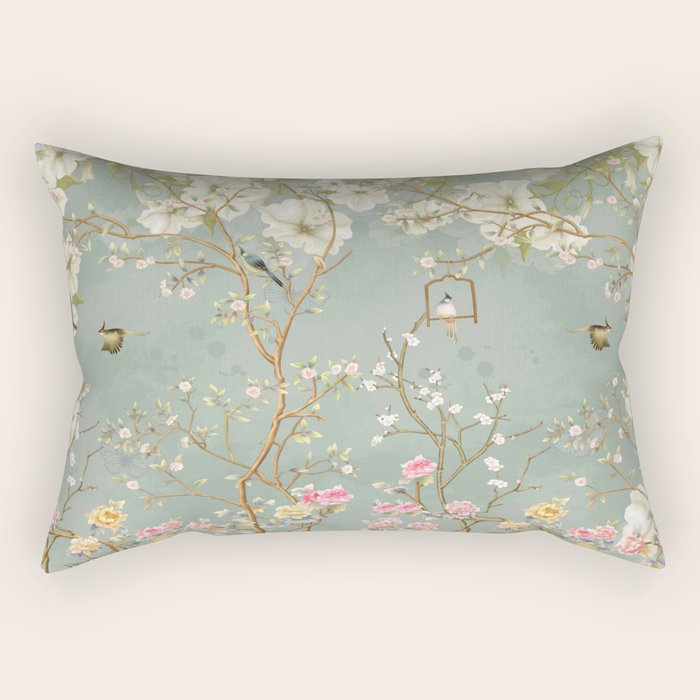 Romantic Chinoiserie Pearl Garden Rectangular Pillow Gallery Image 2