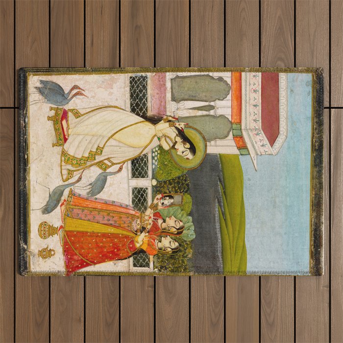 The Vilaval Ragini, c. 1780 Unknown artist Indian Miniature Painting  Outdoor Rug Gallery Image 1