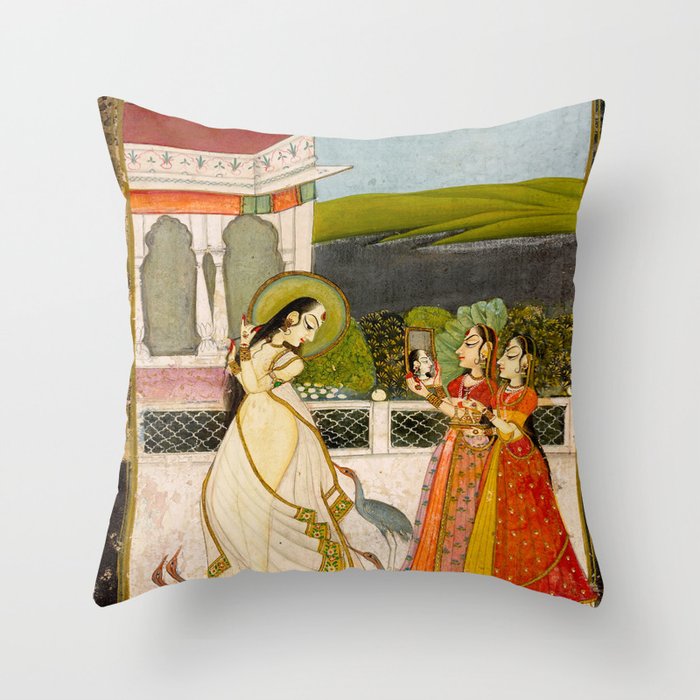The Vilaval Ragini, c. 1780 Unknown artist Indian Miniature Painting  Throw Pillow Gallery Image 1