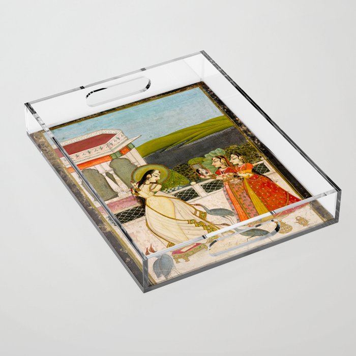 The Vilaval Ragini, c. 1780 Unknown artist Indian Miniature Painting  Acrylic Tray Gallery Image 1