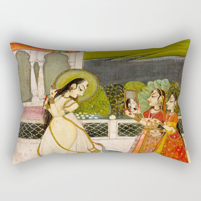 The Vilaval Ragini, c. 1780 Unknown artist Indian Miniature Painting  Rectangular Pillow Gallery Image 1