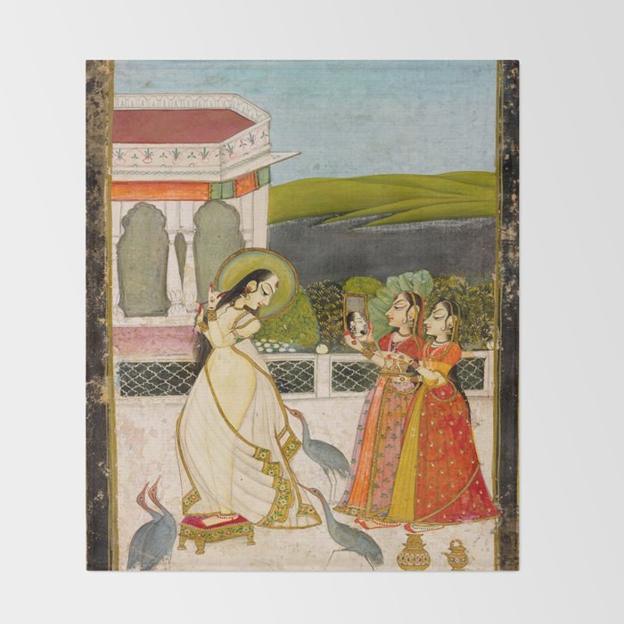 The Vilaval Ragini, c. 1780 Unknown artist Indian Miniature Painting  Throw Blanket Gallery Image 2