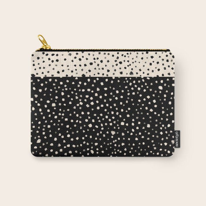 Two-Tone Painted Smudge Dots Pattern in Black and Almond Cream Carry All Pouch Gallery Image 1