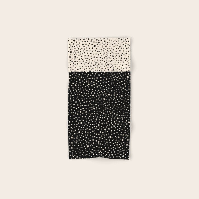 Two-Tone Painted Smudge Dots Pattern in Black and Almond Cream Bath Towel Gallery Image 1
