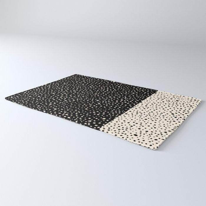 Two-Tone Painted Smudge Dots Pattern in Black and Almond Cream Rug Gallery Image 3
