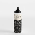 Two-Tone Painted Smudge Dots Pattern in Black and Almond Cream Water Bottle Gallery Image 3