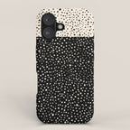 Two-Tone Painted Smudge Dots Pattern in Black and Almond Cream iPhone Case Gallery Image 1