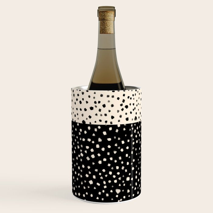 Two-Tone Painted Smudge Dots Pattern in Black and Almond Cream Wine Chiller Gallery Image 1