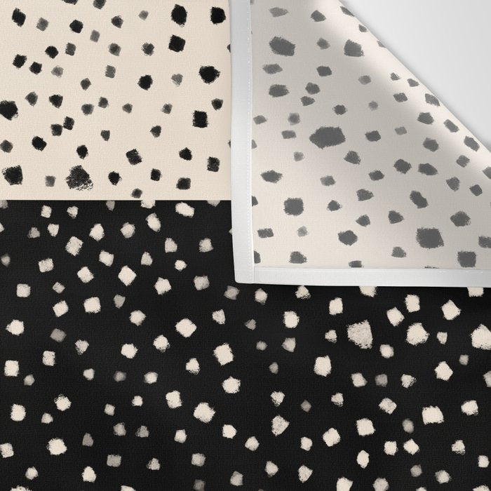 Two-Tone Painted Smudge Dots Pattern in Black and Almond Cream Wall Tapestry Gallery Image 3