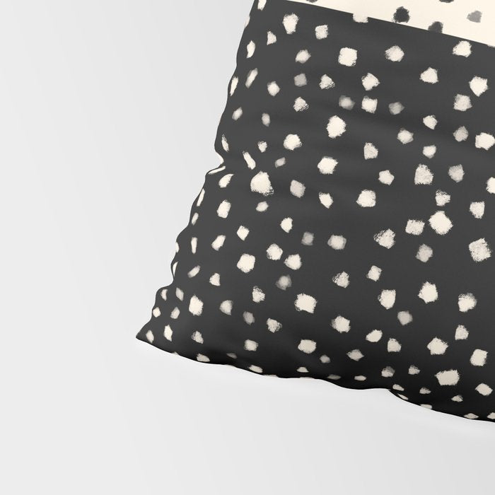 Two-Tone Painted Smudge Dots Pattern in Black and Almond Cream Pillow Sham Gallery Image 4