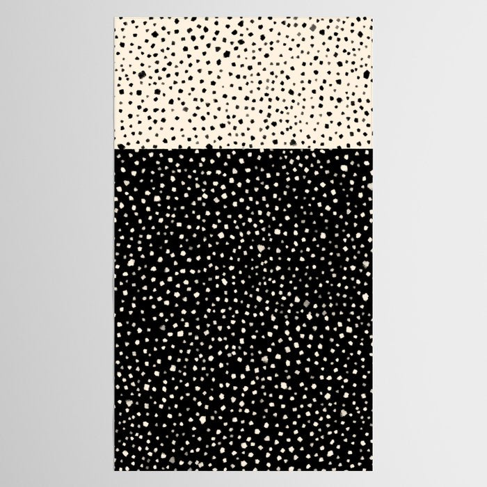 Two-Tone Painted Smudge Dots Pattern in Black and Almond Cream Tablecloth Gallery Image 2