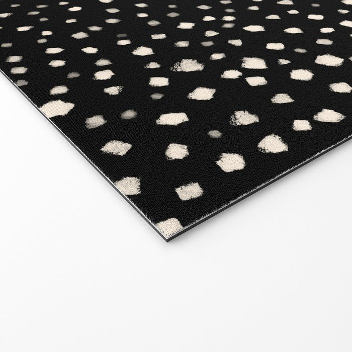 Two-Tone Painted Smudge Dots Pattern in Black and Almond Cream Welcome Mat Gallery Image 2