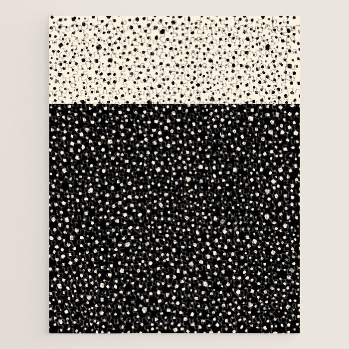 Two-Tone Painted Smudge Dots Pattern in Black and Almond Cream Jigsaw Puzzle Gallery Image 1