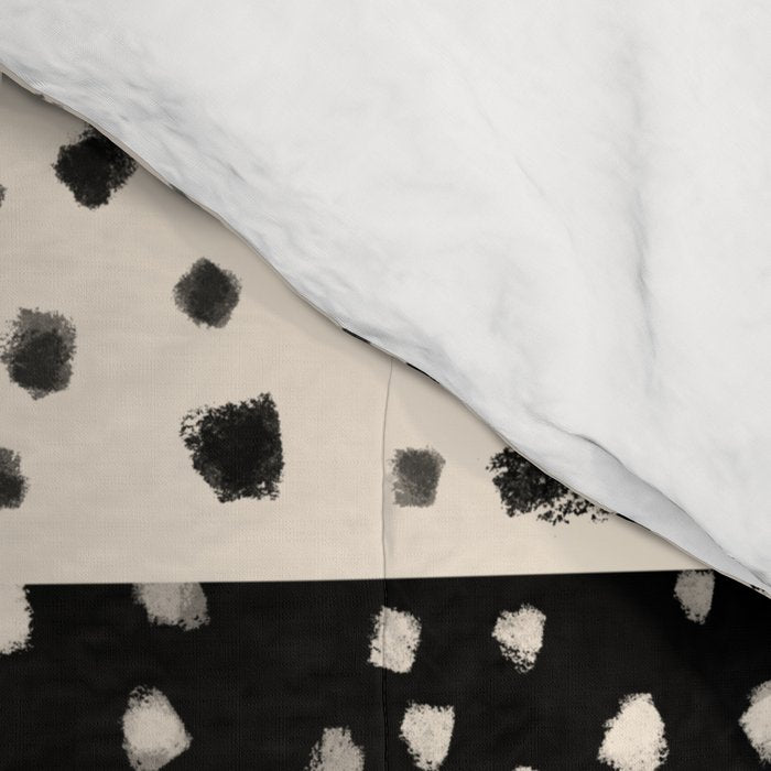Two-Tone Painted Smudge Dots Pattern in Black and Almond Cream Comforter Gallery Image 4