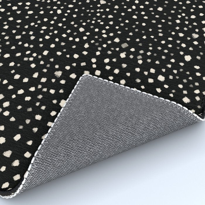 Two-Tone Painted Smudge Dots Pattern in Black and Almond Cream Rug Gallery Image 4