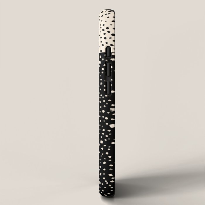 Two-Tone Painted Smudge Dots Pattern in Black and Almond Cream iPhone Case Gallery Image 2