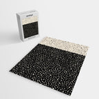 Two-Tone Painted Smudge Dots Pattern in Black and Almond Cream Jigsaw Puzzle Gallery Image 2