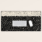 Two-Tone Painted Smudge Dots Pattern in Black and Almond Cream Desk Mat Gallery Image 1