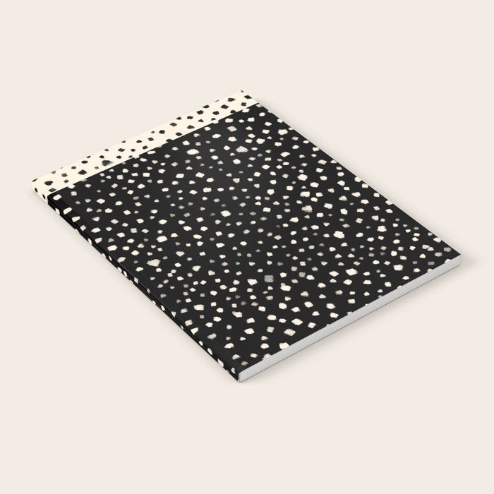 Two-Tone Painted Smudge Dots Pattern in Black and Almond Cream Notebook Gallery Image 2