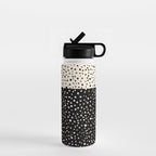 Two-Tone Painted Smudge Dots Pattern in Black and Almond Cream Water Bottle Gallery Image 1