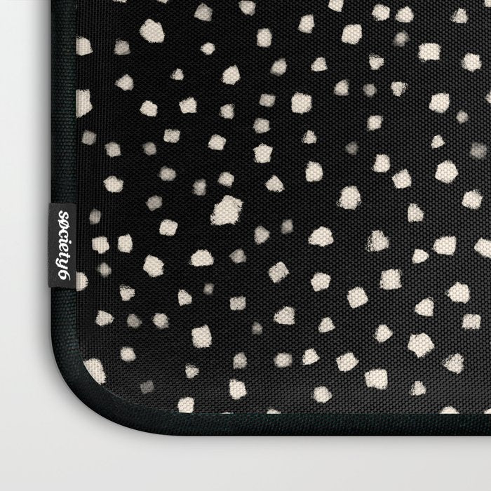 Two-Tone Painted Smudge Dots Pattern in Black and Almond Cream Laptop Sleeve Gallery Image 3
