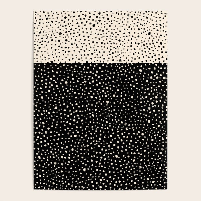 Two-Tone Painted Smudge Dots Pattern in Black and Almond Cream Poster Gallery Image 4