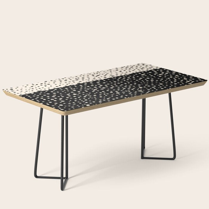 Two-Tone Painted Smudge Dots Pattern in Black and Almond Cream Coffee Table Gallery Image 1