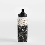 Two-Tone Painted Smudge Dots Pattern in Black and Almond Cream Water Bottle Gallery Image 2