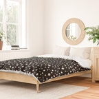 Two-Tone Painted Smudge Dots Pattern in Black and Almond Cream Duvet Cover Gallery Image 2