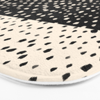 Two-Tone Painted Smudge Dots Pattern in Black and Almond Cream Bath Mat Gallery Image 3
