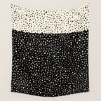 Two-Tone Painted Smudge Dots Pattern in Black and Almond Cream Wall Tapestry Gallery Image 4