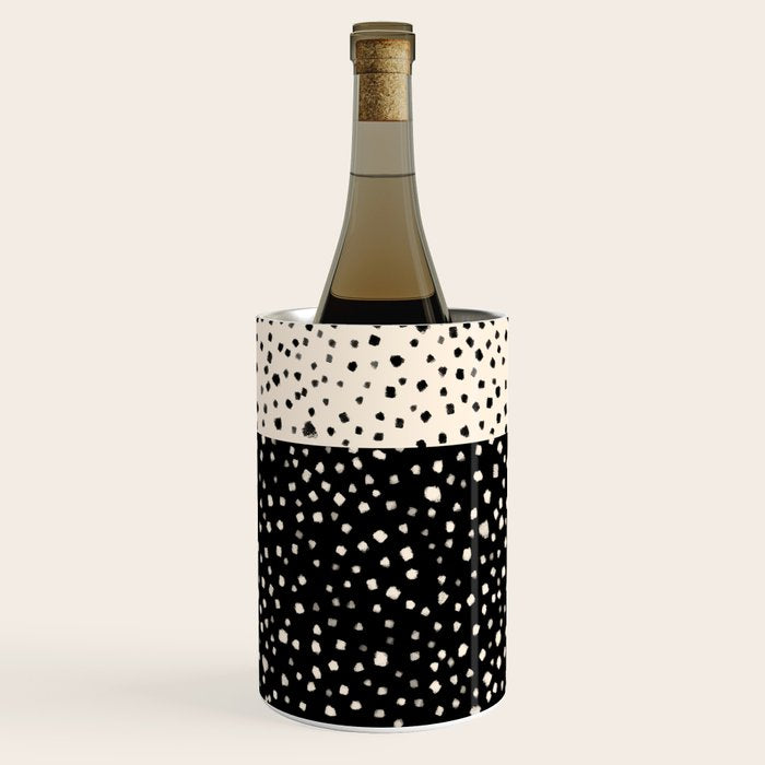 Two-Tone Painted Smudge Dots Pattern in Black and Almond Cream Wine Chiller Gallery Image 3