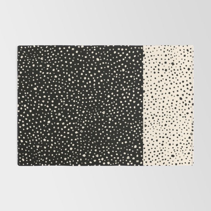 Two-Tone Painted Smudge Dots Pattern in Black and Almond Cream Rug Gallery Image 2